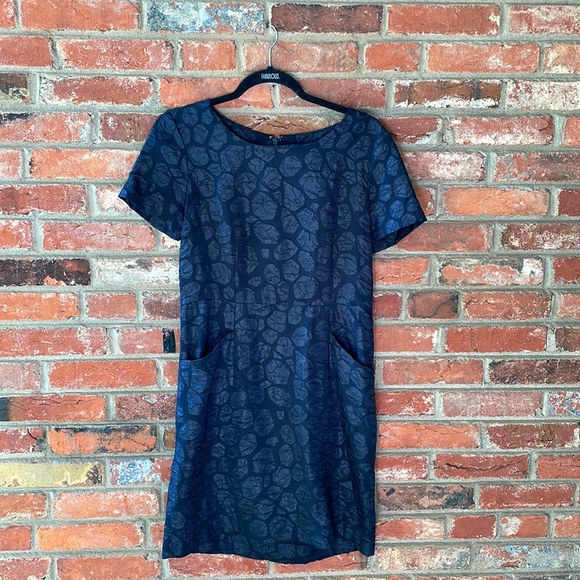 COS navy leopard appliqué print dress - Picture 1 of 4